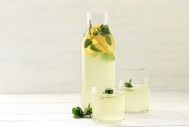 Homemade lemonade in bottle,