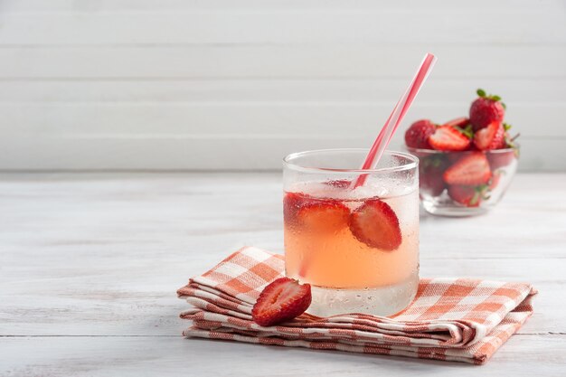 Homemade lemonade from strawberry