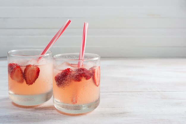 Homemade lemonade with strawberries