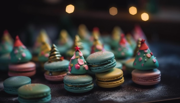 Homemade macaroon stack a sweet French tradition generated by AI