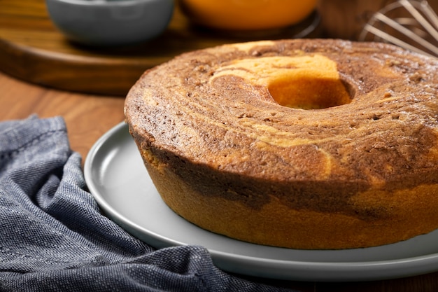 Foto torta marmorizzata fatta in casa deliziosa torta marmorizzata al cioccolato e vaniglia