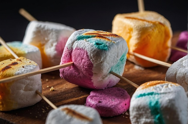 Homemade marshmallows on skewers