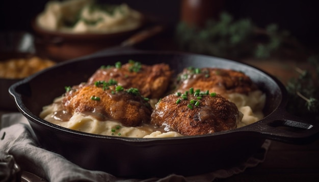 Homemade meatball cutlets with rustic tomato sauce generated by AI