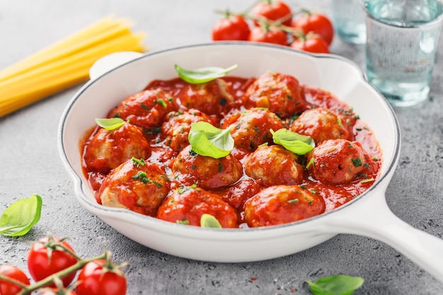 Homemade meatballs with tomato sauce