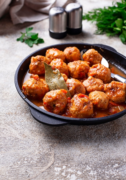 Homemade meatballs with tomato sauce