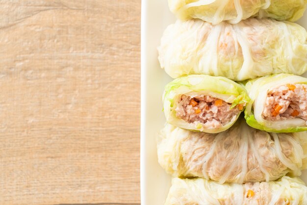 Homemade Minced Pork Wrapped in Chinese Cabbage or Steamed Cabbage Stuff Mince Pork