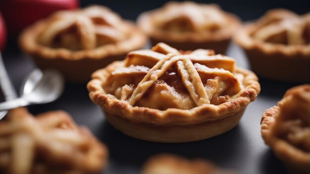 Photo homemade mini apple pie with cinnamon