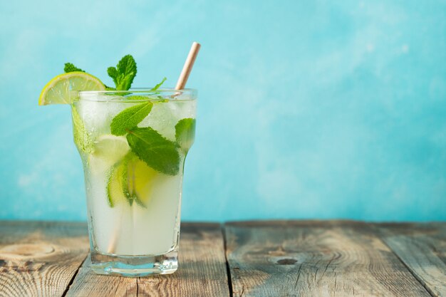 Homemade mojito cocktail with lime