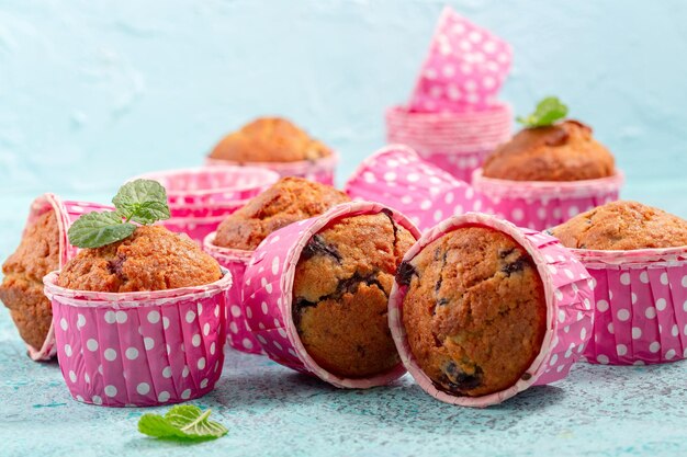 Homemade muffins with black currants