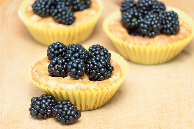 Homemade muffins with blackberries