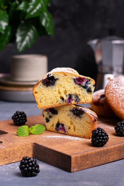 Homemade muffins with blackberry