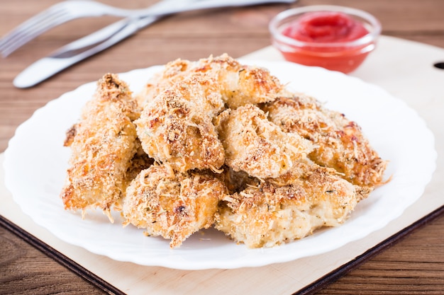 Homemade nuggets on a plate