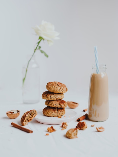 Homemade oatmeal cookies with walnuts