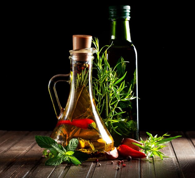 Homemade oil with herbs