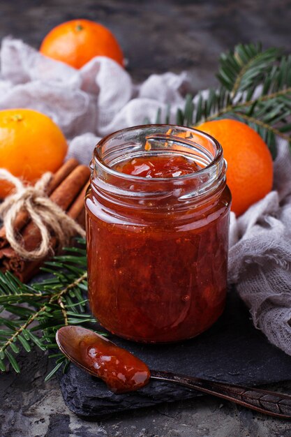 Homemade orange jam with tangerine