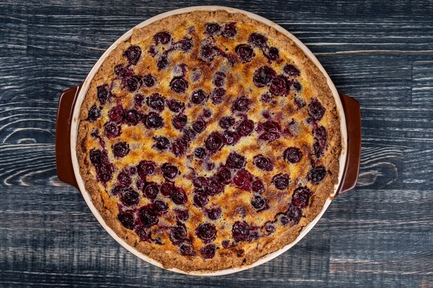 Homemade organic cherry pie dessert ready to eat