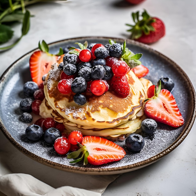 Homemade pancakes with berries