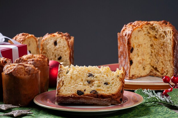 Homemade panettone traditional Christmas dessert