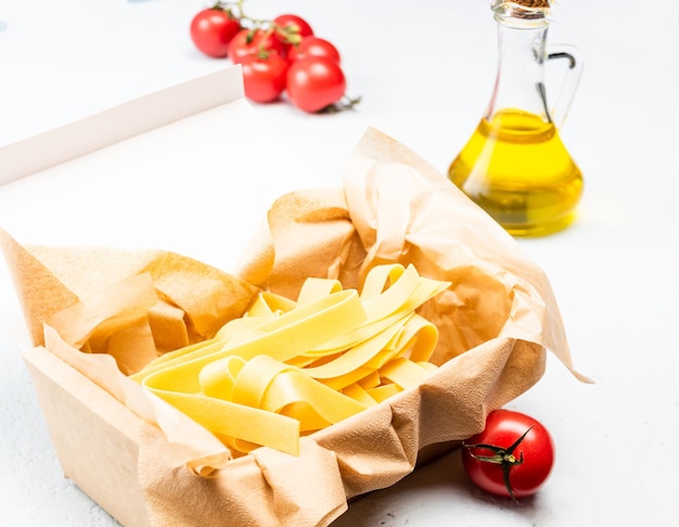 Homemade pasta in box