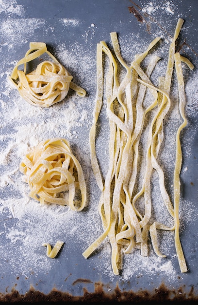 Homemade pasta on concrete