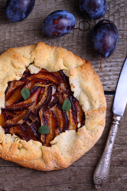 Homemade pastries, biscuit with plums