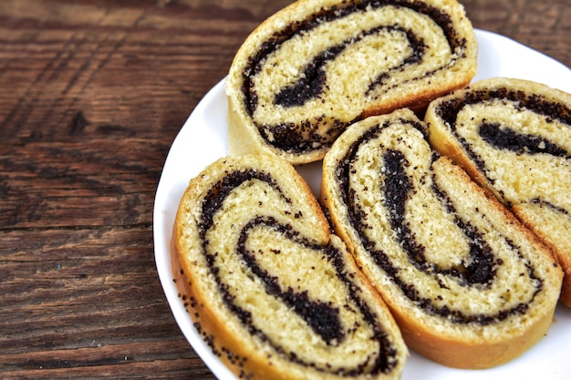 Homemade pastries roll with poppy seeds