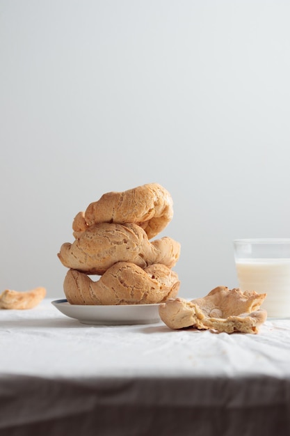 Homemade pastry breakfast with milk