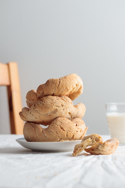 Homemade pastry breakfast with milk