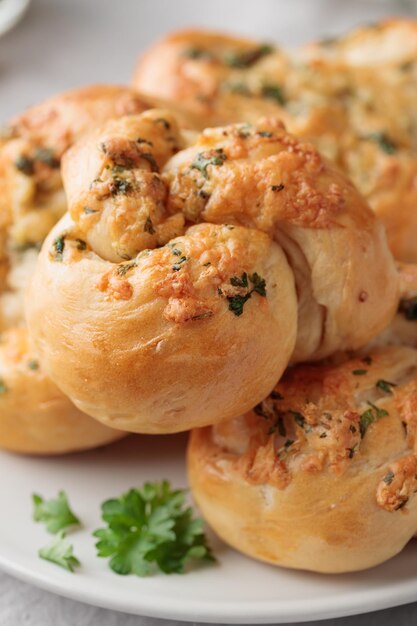 Homemade pastry buns with parsley and cheese