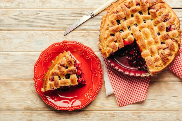 Homemade pastry with berries and apple