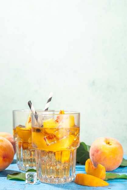 Homemade peach ice tea