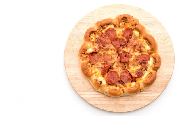 Homemade Pepperoni Pizza on white background 