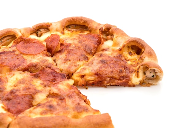 Homemade Pepperoni Pizza on white background 