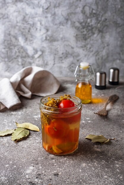 Homemade pickled tomato with spices