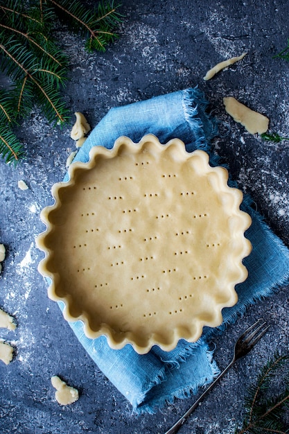 Homemade pie crust on a cloth