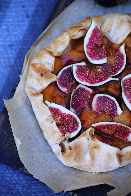 Homemade pie plums and figs