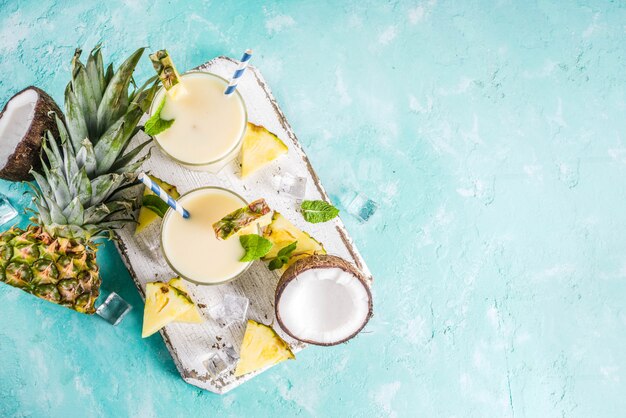 Homemade pina colada cocktail