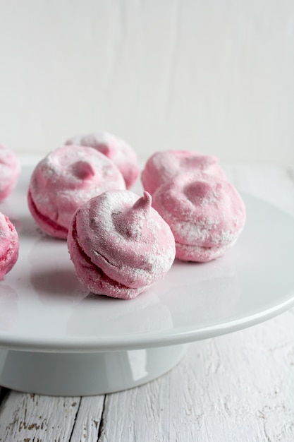 Photo homemade pink marshmallows currant  zephyr