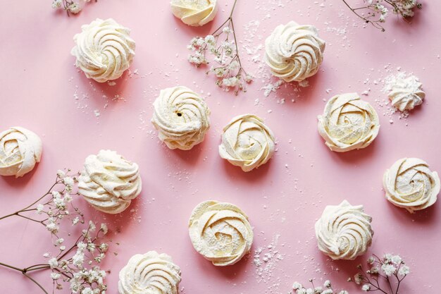 Homemade pink strawberry marshmallows