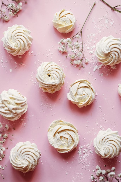 Homemade pink strawberry marshmallows