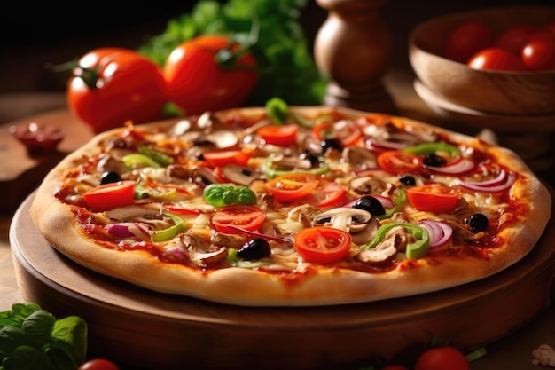 Домашняя пицца из овощей ИИ