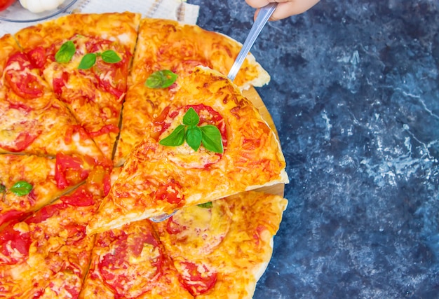 Homemade pizza. selective focus. food and drink.