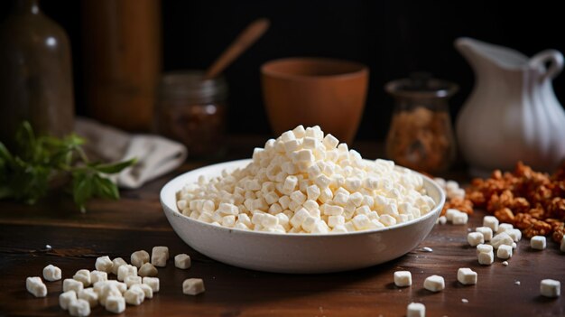 Homemade puffed square rice cereal