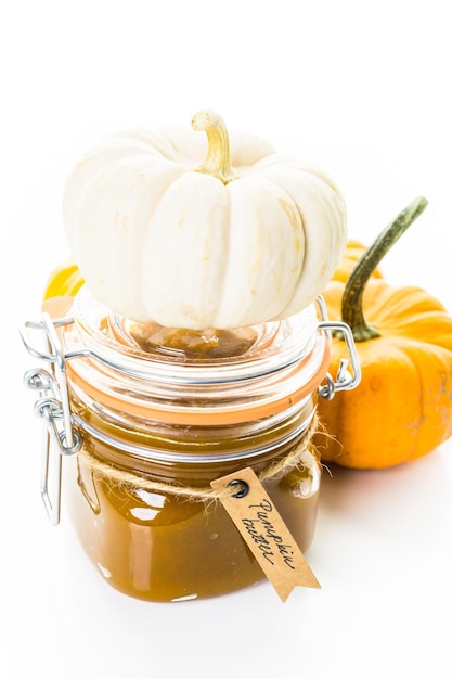 Homemade pumpkin butter made with organic pumpkins.