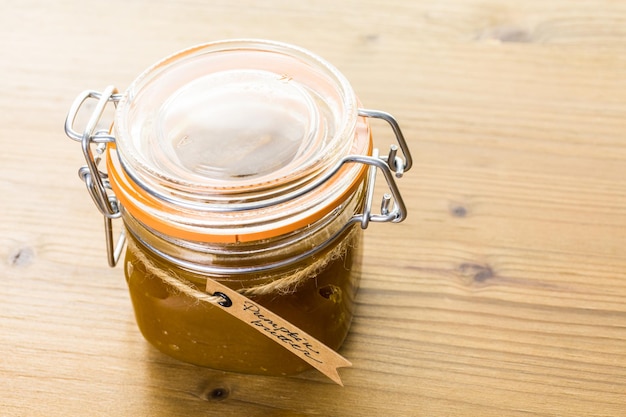 Homemade pumpkin butter made with organic pumpkins.