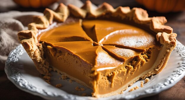 Homemade Pumpkin Pie for Thanksgiving Ready to Eat Generated with AI