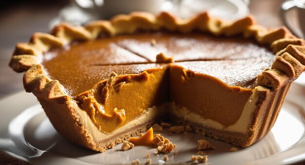 Homemade Pumpkin Pie for Thanksgiving Ready to Eat Generated with AI