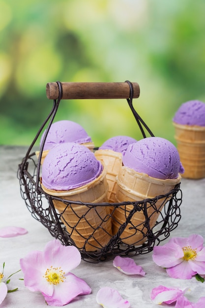 Homemade purple ube ice cream