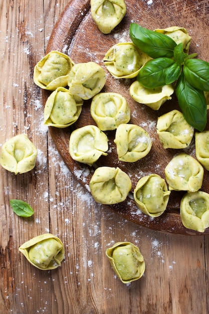 Homemade raw Italian tortelloni 