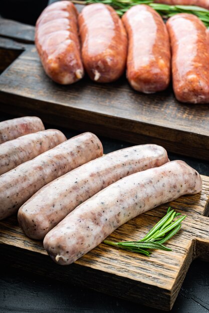 Homemade raw sausages on the table